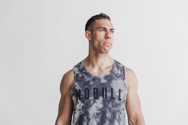 Nobull Tie-Dye Men's Tank Tops White Black | Australia (GT6538)